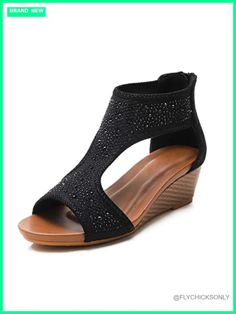 Women's Slide Wedge Sandal Open Toe High Heel Platform PU Elastic Upper
